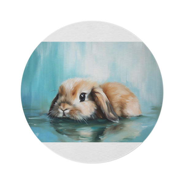 "Holland Lop Bunny Round Rug"