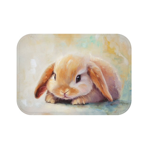 "Holland Lop Rabbit Bath Mat: Whimsical Bunny Design"
