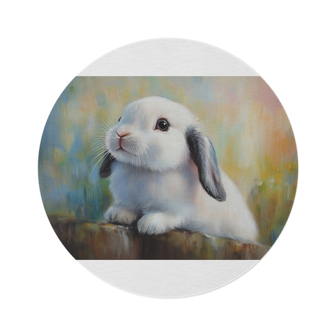 "Holland Lop Rabbit Round Rug: Cute and Colorful Masterpiece"