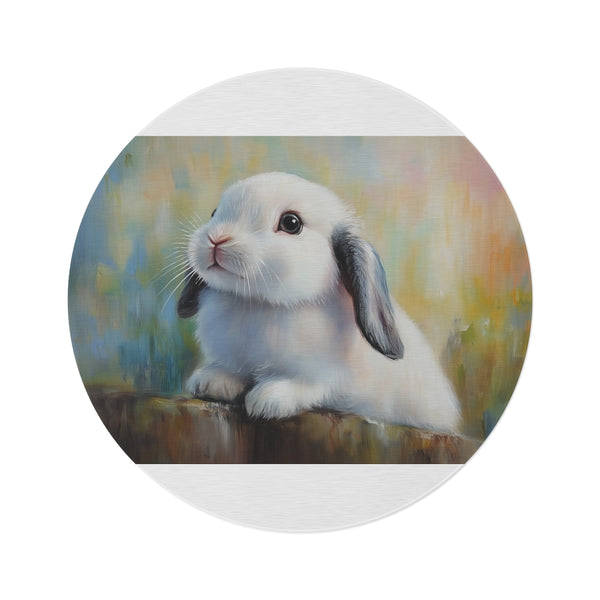 "Holland Lop Rabbit Round Rug: Cute and Colorful Masterpiece"