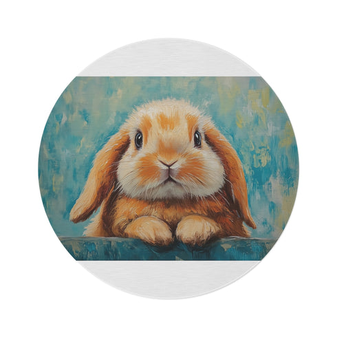"Holland Lop Rabbit Round Rug: Cute & Whimsical Design"