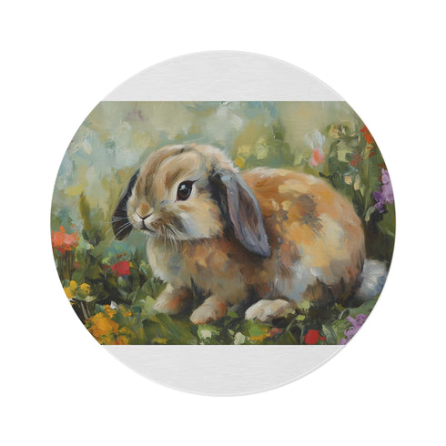 "Holland Lop Rabbit Round Rug"