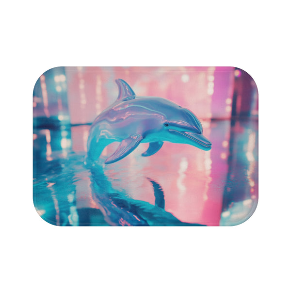 Holographic Dolphin Bath Mat Design