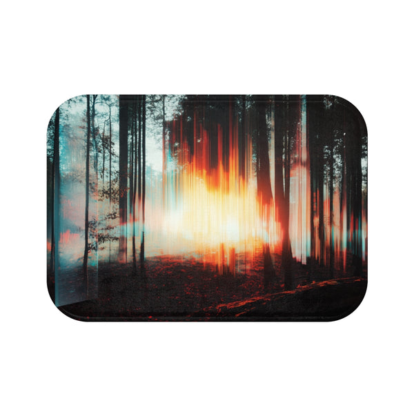 "Holographic Forest Bath Mat Glitch"
