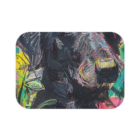 "Holographic Oil Pastels Bath Mat"