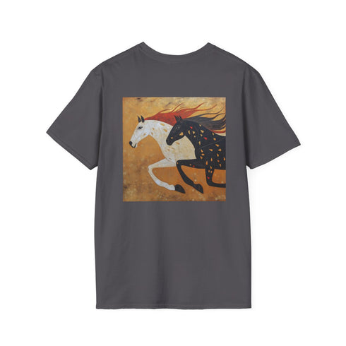 Horse Duo Tanjore Tee: Majestic Equine Art