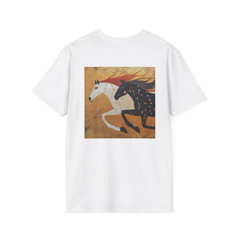 Horse Duo Tanjore Tee: Majestic Equine Art