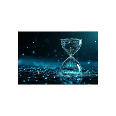"Hourglass Data Stream Poster Design"