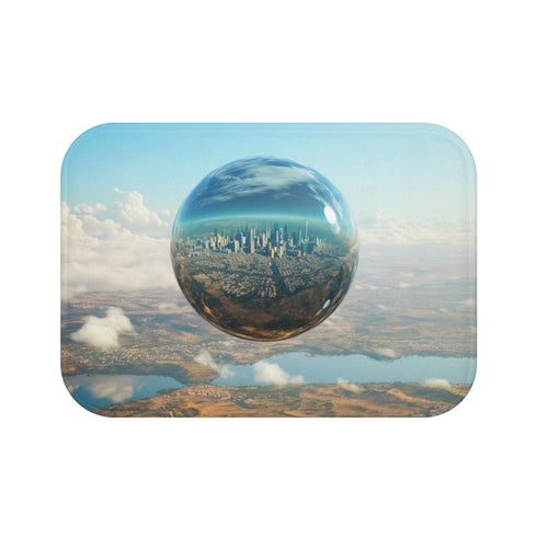Hovering Glass City Earth Bathmat