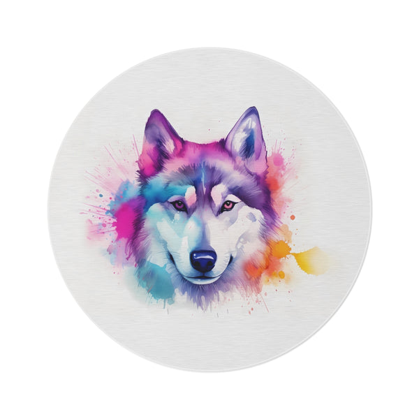 "Husky Haven Round Rug"