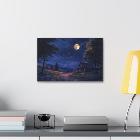 Canvas wall art featuring serene full moon night.