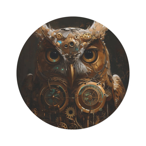 "Industrial Charm: Steampunk Owl Rug"