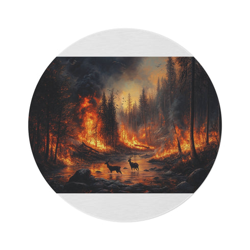 "Inferno Wildlife Escape Round Rug"