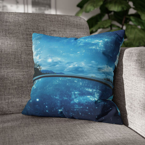 Infinity Pool with Celestial Reflection Double-Sided Square Cushion Cover