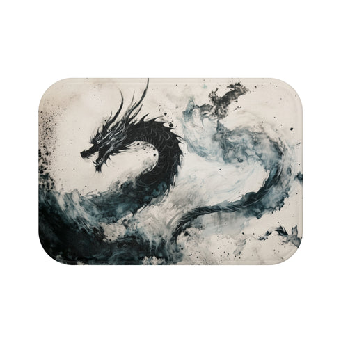 "Ink Dragon Bath Mat: Sky Swimming"