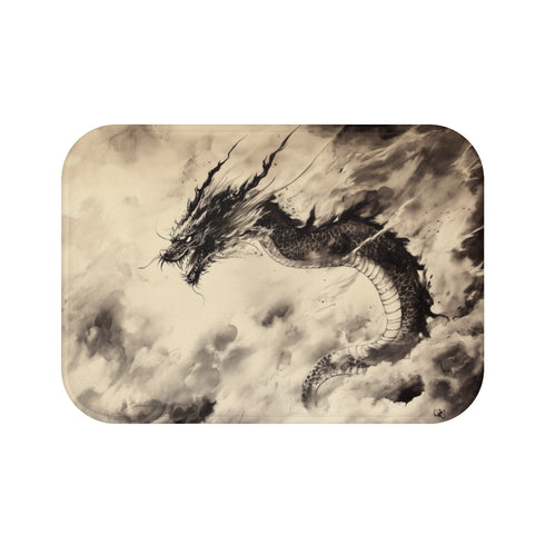 Ink Dragon Theme Bath Mat