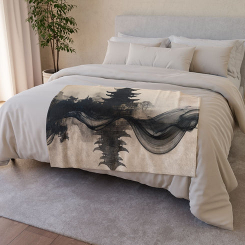 Ink Ribbon Forming Temple Skyline Plush Fleece Throw Blanket