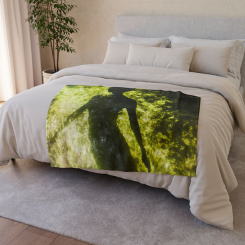 Invisible Creature Casting Glowing Shadow Plush Fleece Throw Blanket