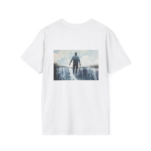 Invisible Man Standing in Waterfall