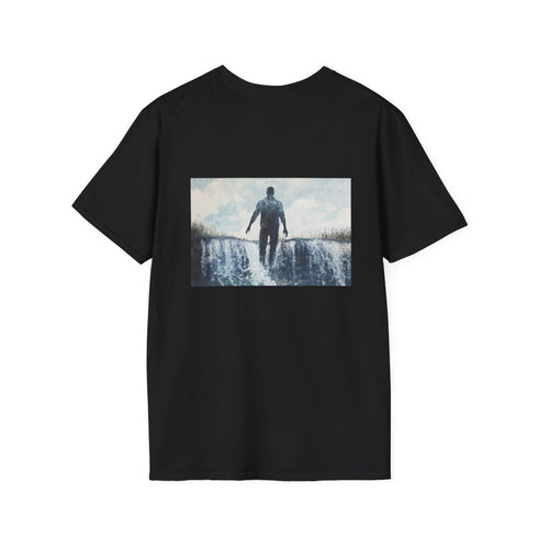 Invisible Man Standing in Waterfall