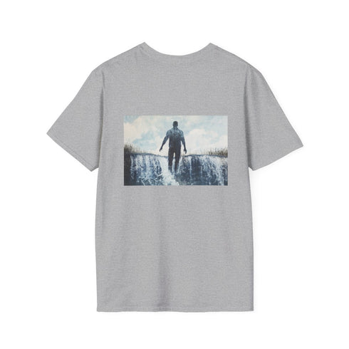 Invisible Man Standing in Waterfall