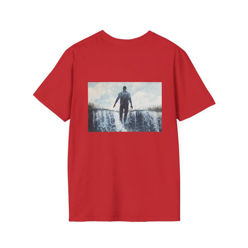 Invisible Man Standing in Waterfall