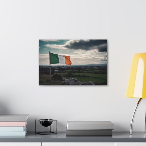 Vibrant Irish flag canvas print, perfect for celebrating Irish heritage.
