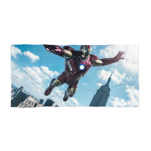 Iron Man Skyline Beach Towel