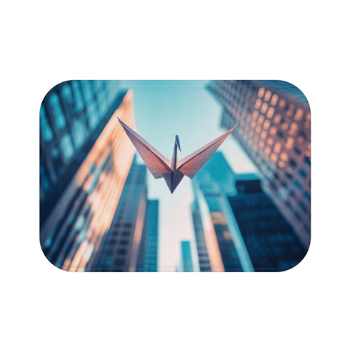 "Japanese Crane Bath Mat Decor"