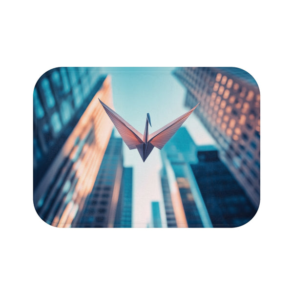 "Japanese Crane Bath Mat Decor"