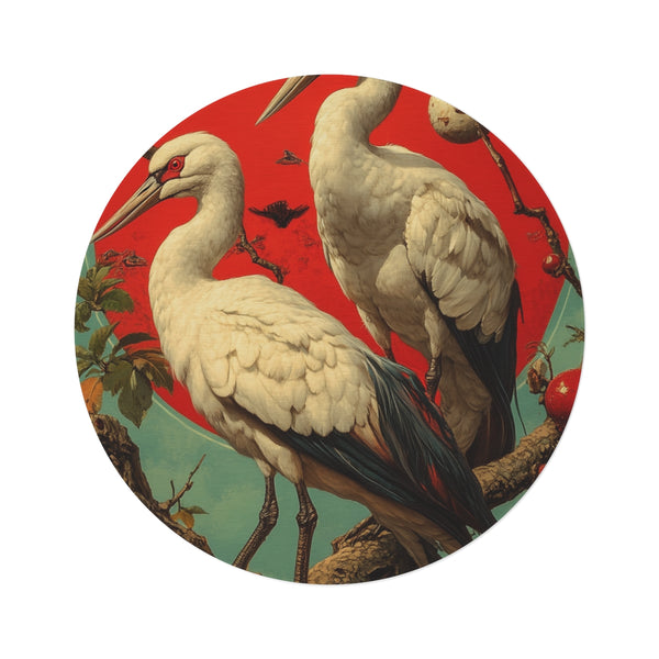 "Japanese Floral Round Rug: Hanafuda"