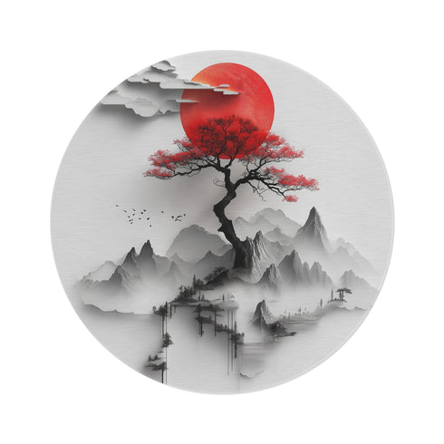 "Japanese Zen Mountain Round Rug"
