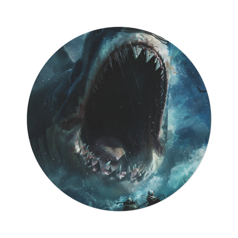 "Jawsome Round Rug: Beware Beneath"