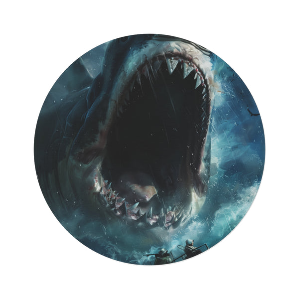 "Jawsome Round Rug: Beware Beneath"