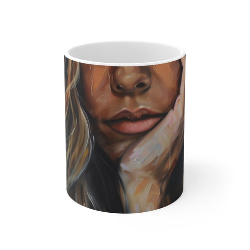 "Jennifer Aniston Portrait Coffee Mug: A Classic Tribute"