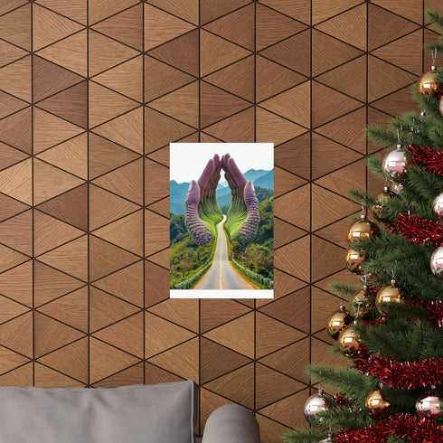 Journey Through Curved Road Matte Paper Poster: Back to School Home Adventure.