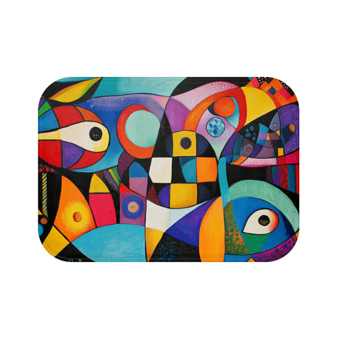 "Joyful Emotions Bath Mat: Colorful Abstract Design"