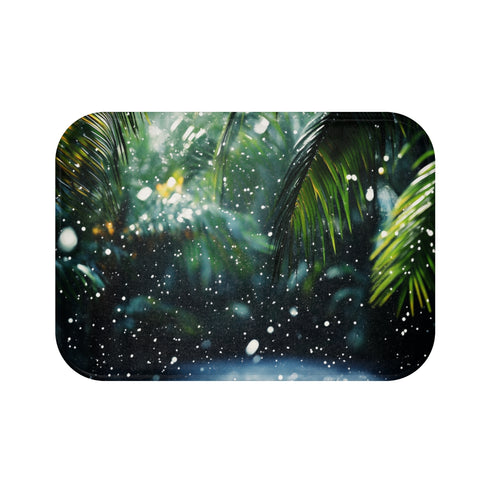 "Jungle-Themed Bath Mat with Snowflakes"
