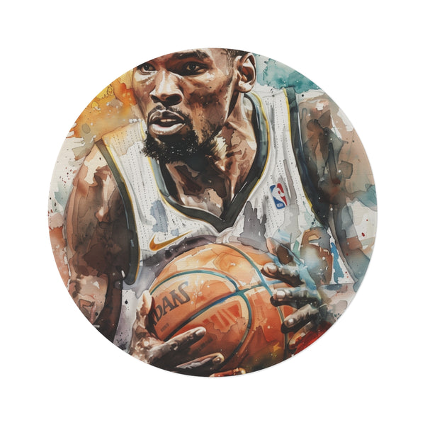 "KD Watercolor Round Rug: Slam-Dunk Style"