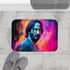 Keanu Reeves Watercolor Neon Colors Luxury Memory Foam Bath Mat - Bathroom Lifestyle View