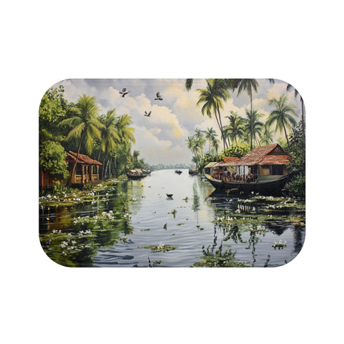 "Kerala Backwaters Painting Bath Mat"