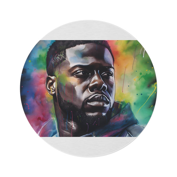 "Kevin Hart Watercolor Neon Round Rug"