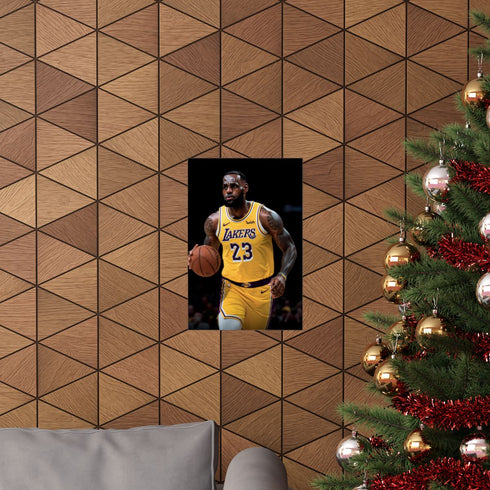 LeBron James basketball court poster – Matte paper, 12" x 18" dimensions.