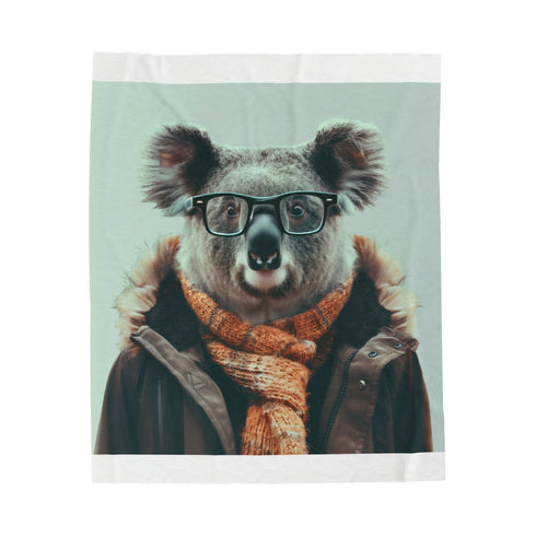 "Kowala Hipster Plush Blanket: Cozy up with this stylish critter!"