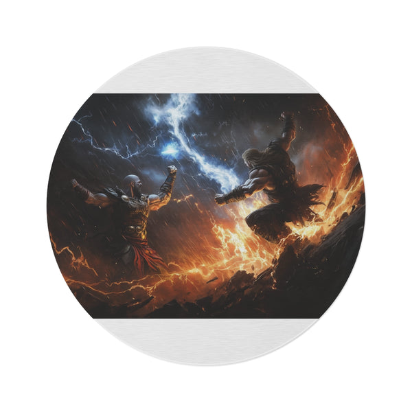 "Kratos Battle Round Rug: Defend the Gods"