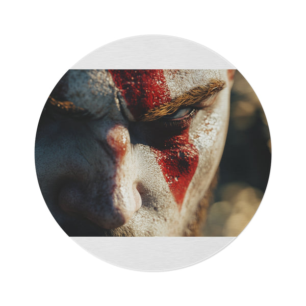 "Kratos Fury Round Rug: Unleash Your Inner Warrior"