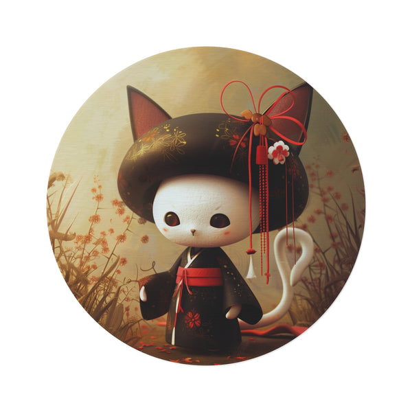 "Kuromi Hello Kitty Round Rug: Whimsical Floor Art"