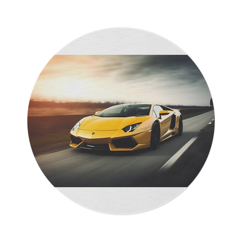 "Lamborghini Speedster Round Rug: Ultimate Racing Elegance"