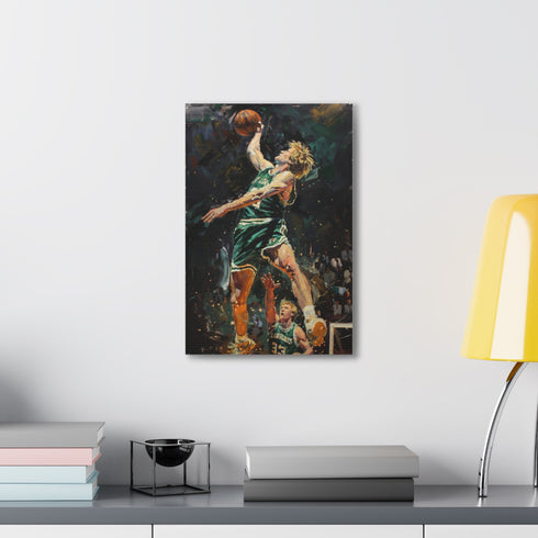 Larry Bird legend canvas print, 18x12, home decor, basketball fan.