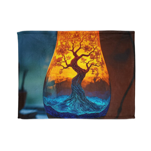 Lava Lamp Shaped Like Tree of Life Plush Fleece Throw Blanket